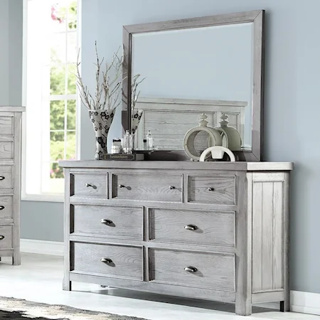 Rustic 7-Drawer Dresser and Mirror Set